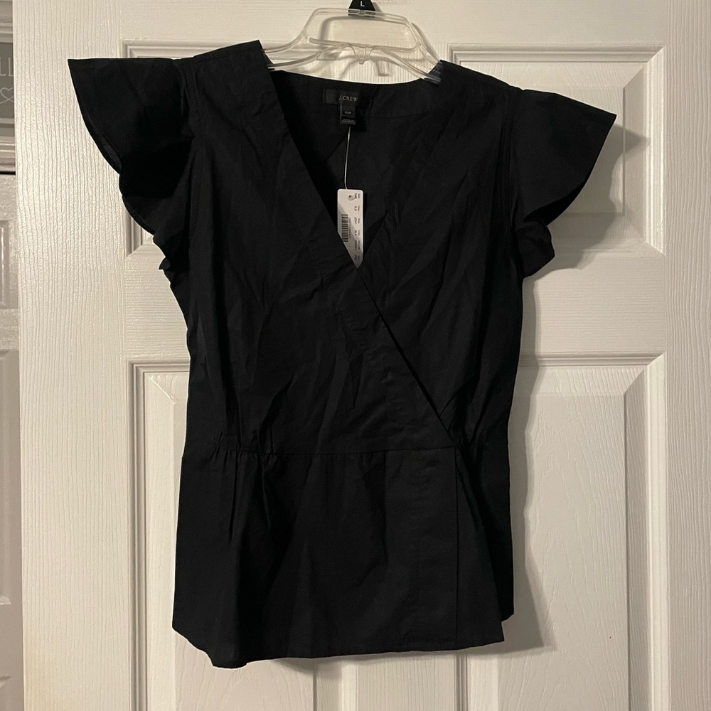 NWT J. Crew Petite Faux Wrap Peplum Top